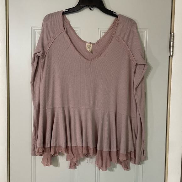 Free People Tops - Free People Size XS Tangerine Tee in Mauve pink top blouse long sleeve